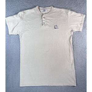 Vintage Desert Heat T-shirt Tee Henley Beige Sailboat Embroidered Graphic Large